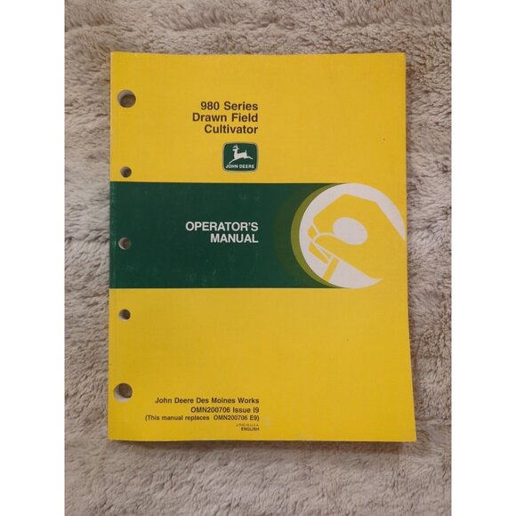 John Deere 980 Series Drawn Field Cultivator Owner Operator Manual OMN200706 I9 - Picture 1 of 5